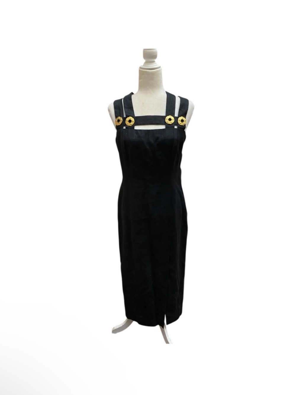 Santa Fe By Jim Tremblay Black Linen Pencil Cocktail Dress